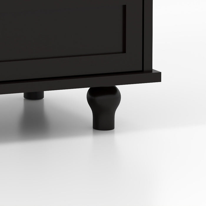 Minimalist Buffet Cabinet With Double Glass Doors And Drawer