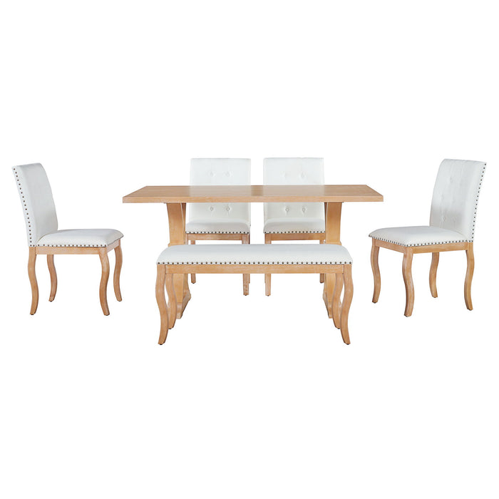 Dining Set With Bench, 6 Piece