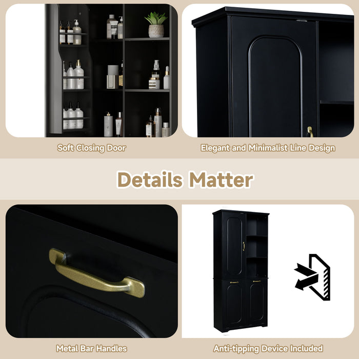 Freestanding Tall Storage Cabinet With 2 Tilt Out Hampers