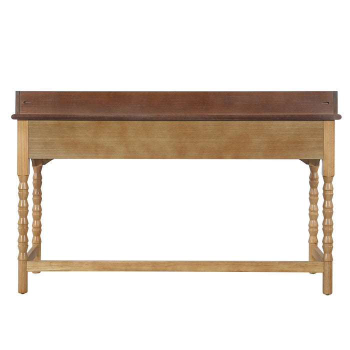 Writing Desk With 2 Storage Drawers, Workstation For Living Room - Brown / Natural