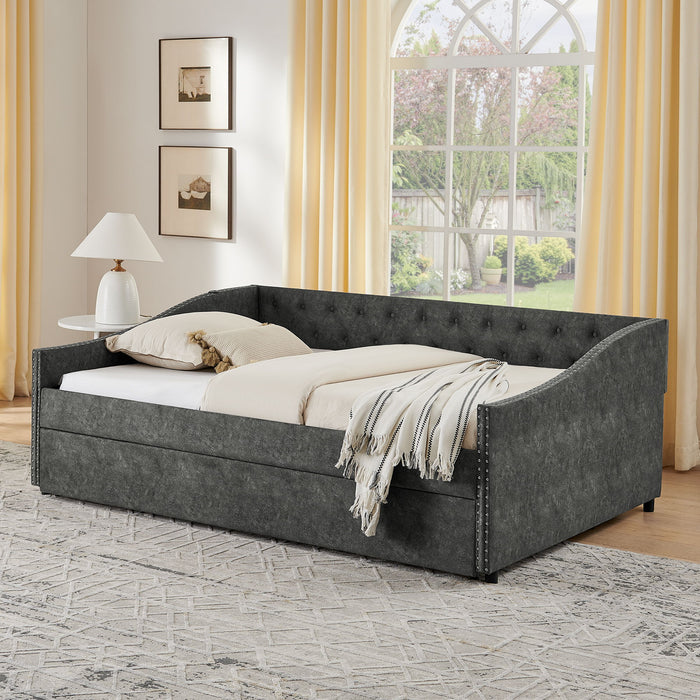 Upholstered Daybed With USB Charging & Pull Out Bed