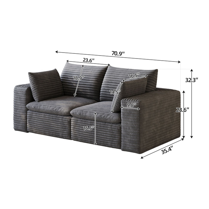 Cloud Sofa, Deep Seat Couches, Removable Cushion For Living Room - Dark Gray