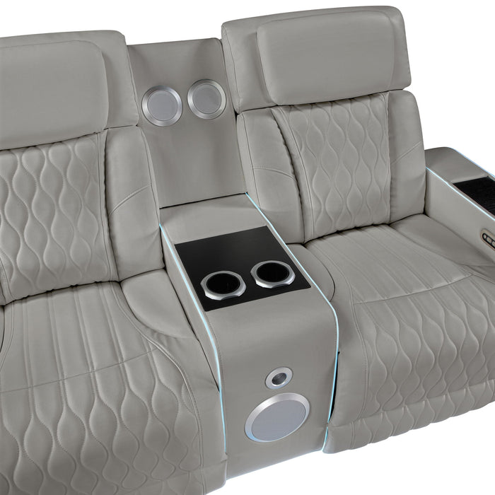Electra - 3 Piece Power Reclining Sofa, Loveseat And Recliner Set With Power Headrests, Massage And LED Lighting