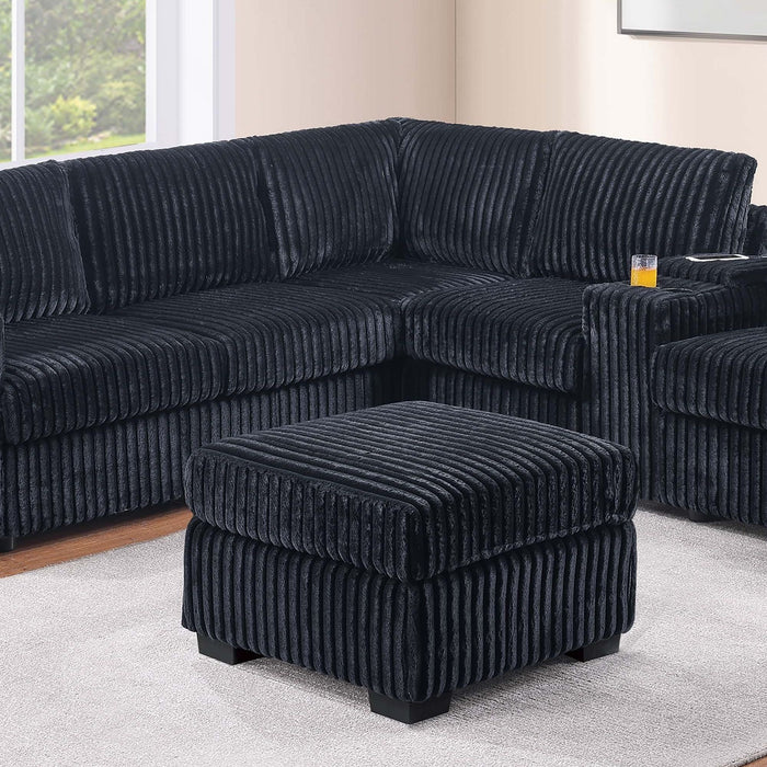 Contemporary L-Shaped Sectional Set With USB Console & Ottoman