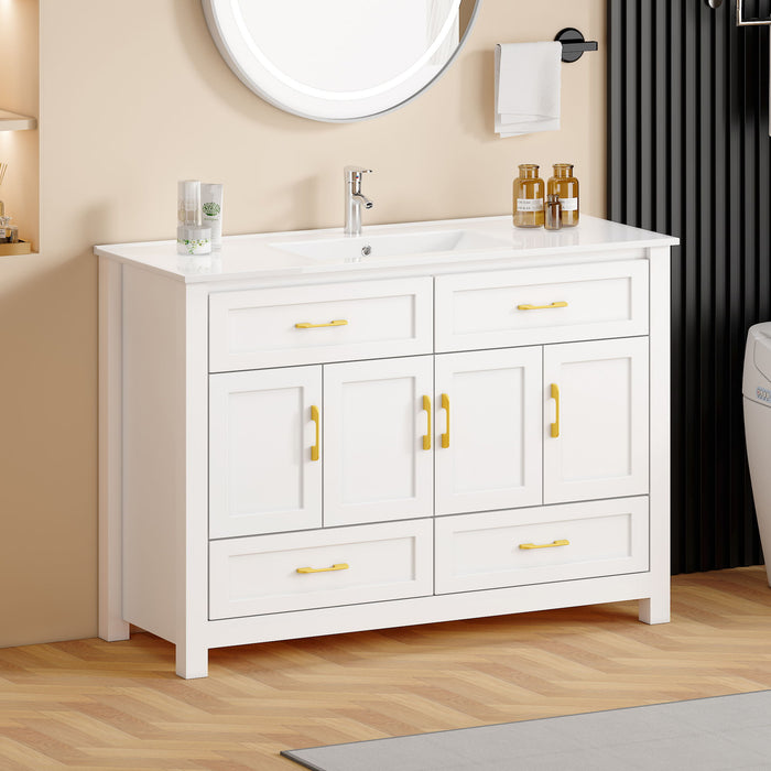 Bathroom Vanity With Sink Combo, 4 Soft Close Doors And 4 Drawers