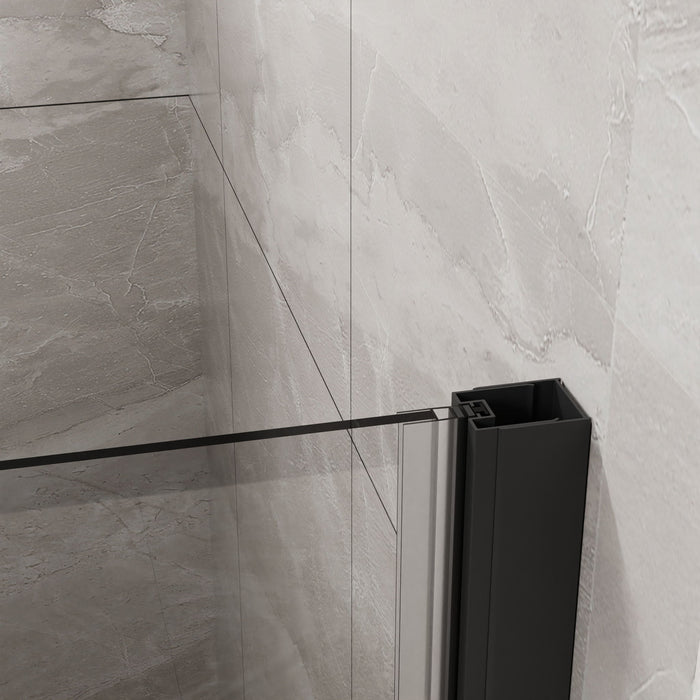 Bifold Frameless Glass Shower Door With Pivot Swing Panel, Tempered Clear Glass