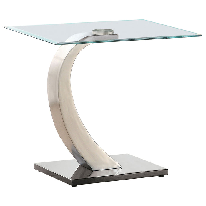 Terrell - Satin Rectangular Glass Top End Table - Silver