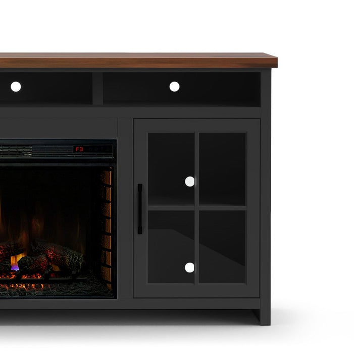 Fireplace TV Stand Console For TVs Up To 85" - Black / Whiskey