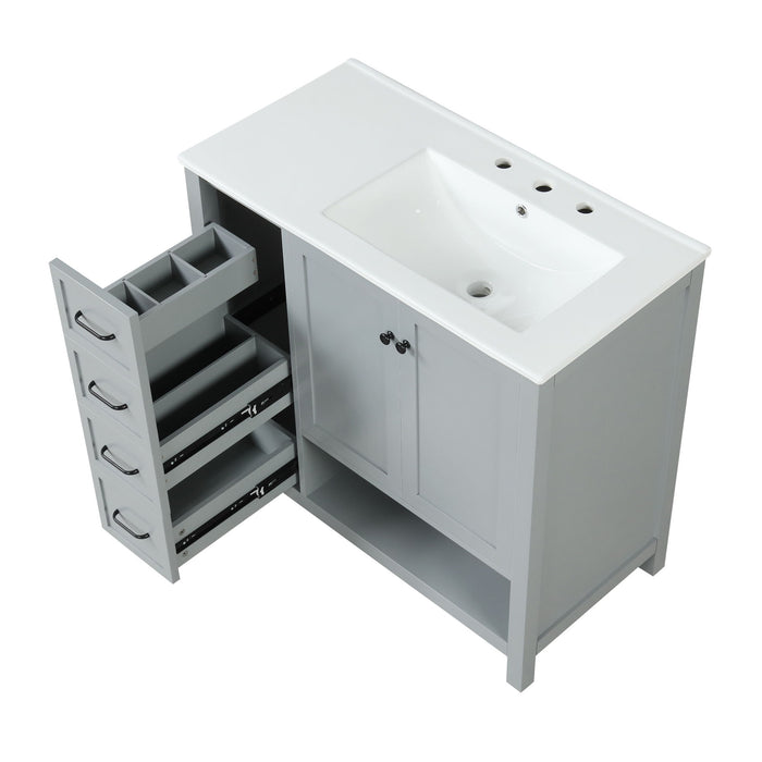Bathroom Vanity With Sink Top, Bathroom Vanity Cabinet With 2 Doors And 2 Drawers, Open Shelf