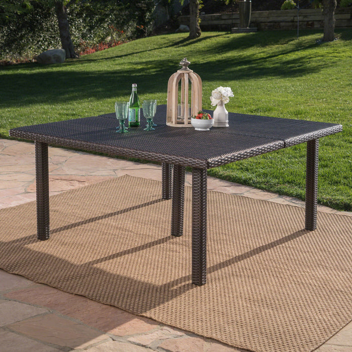 Outdoor Square Rattan Wicker Dining Table - Brown