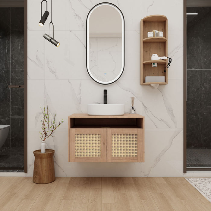 Bathroom Vanity With Art Sink And Storage Rack, Float Mounting Design