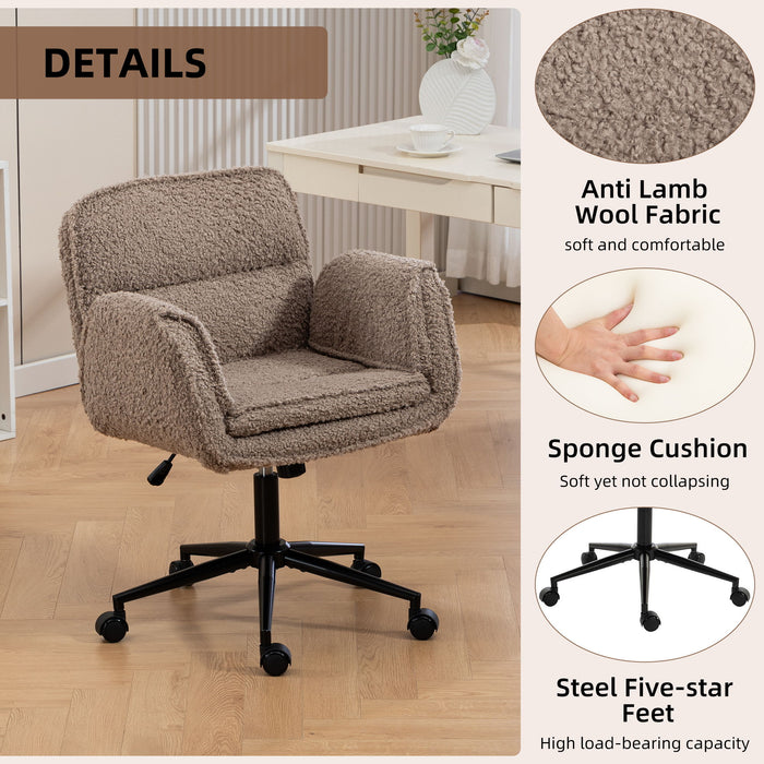 Criss Cross Swivel Desk Chair With Adjustable Armrests & Wheels For Home Office