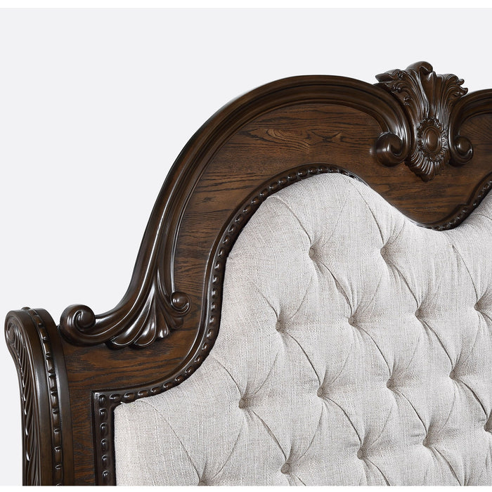 Traditional Style Button Tufted Headboard Sleigh Bed