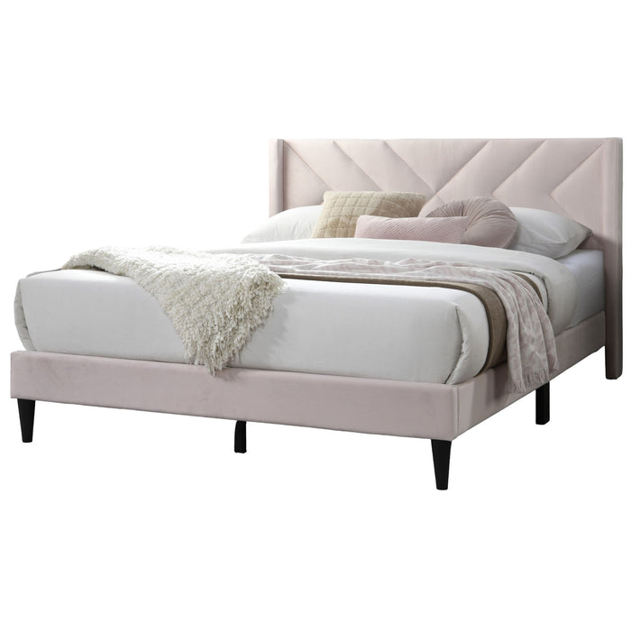Elegant Bed With Upholstered Headboard, Platform Base