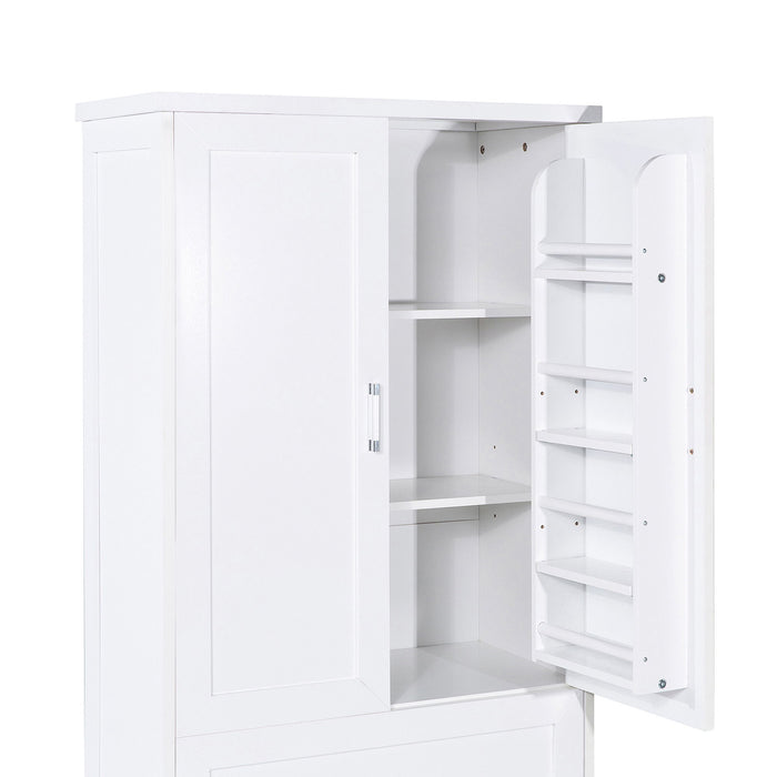 Tall Bathroom Storage Cabinet With 2 Doors And Drawers, Adjustable Shelf