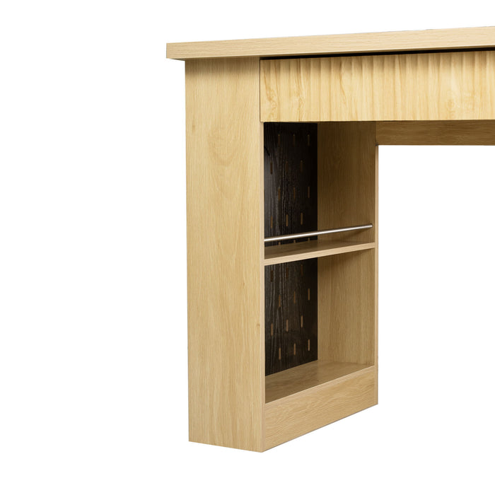 Modern Fluted Office Desk With Storage Cabinet