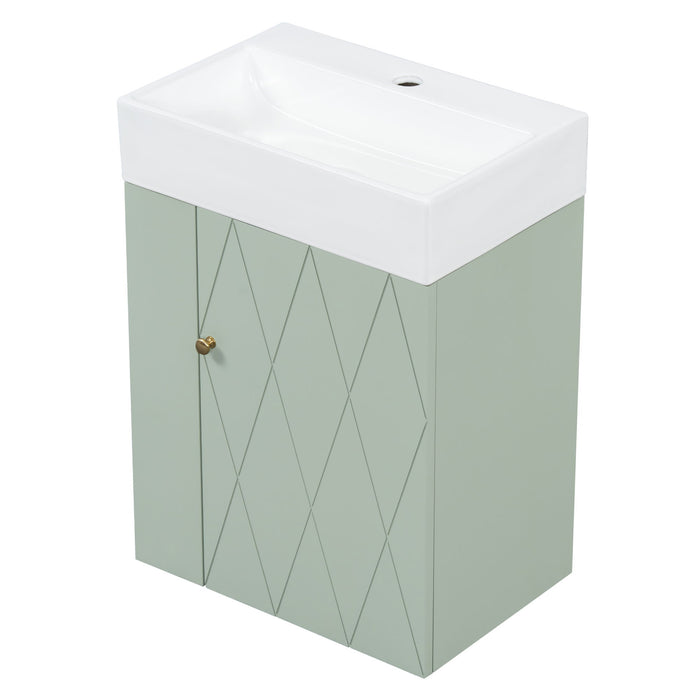 Modern Bathroom Vanity With Sink, Diamond Pattern Doors