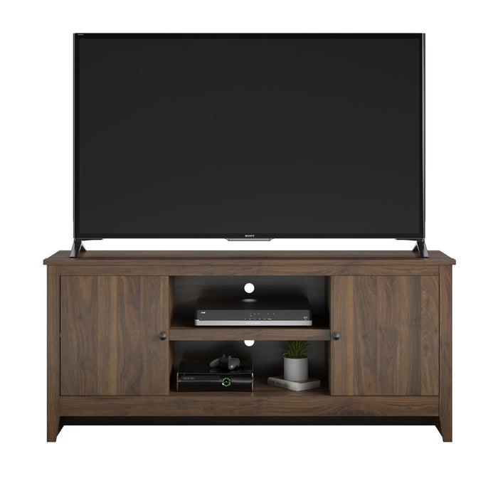 TV Stand For TVs Up To 65" With Open Shelves And Storage Cabinets - Walnut