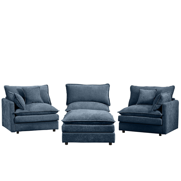 Contemporary Modular Sectional Sofa Set With Movable Ottoman