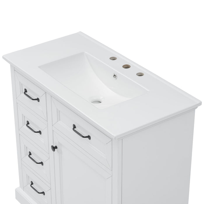 Modern Bathroom Vanity With Sink Top, 4 Drawers And 1 Soft-Close Door