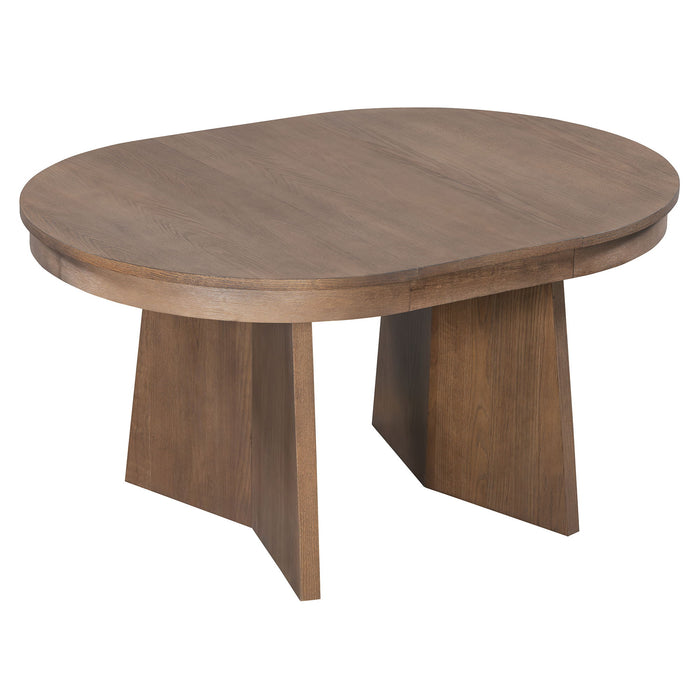 Extendable Round Dining Table Set For 4 With 4 Upholstered Chairs - Beige / Walnut