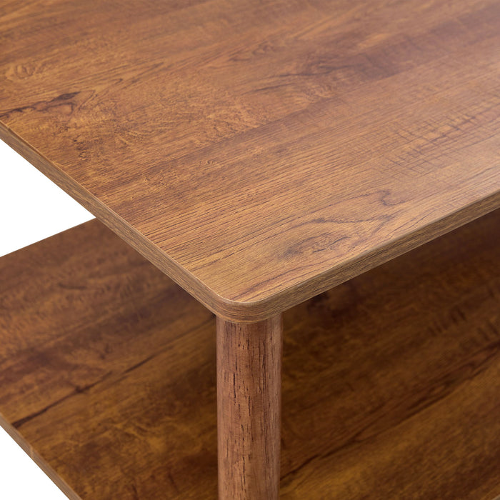 Modern 2 Tier Coffee Table With Open Storage Shelf For Living Room