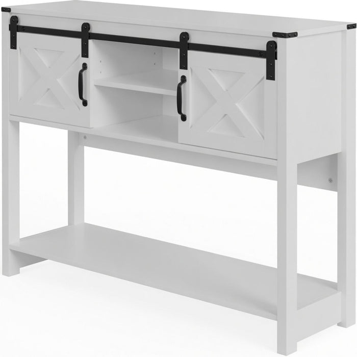 Farmhouse Entryway Table With Sliding Barn Door