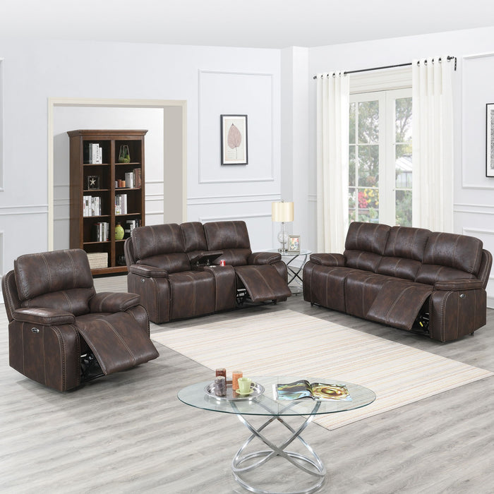 Power Reclining Sofa With Built In USB Port - Chocolate