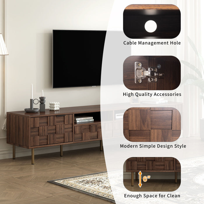 Mid Century TV Stand With 2 Drawers, Media Console Table For Tvs Up To 85'', Entertainment Center With Storage For Living Room - Dark Brown
