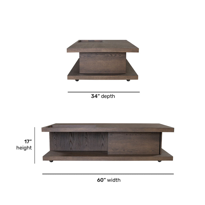 Athens - Rectangular Coffee Table With Casters - Chocolate Brown