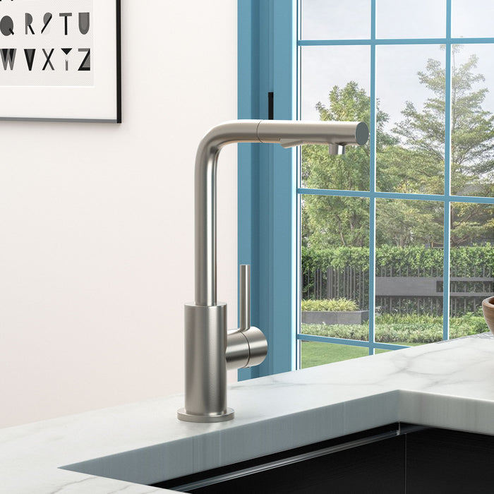 Kitchen Faucet With Pull Down Sprayer - Brushed Nickel