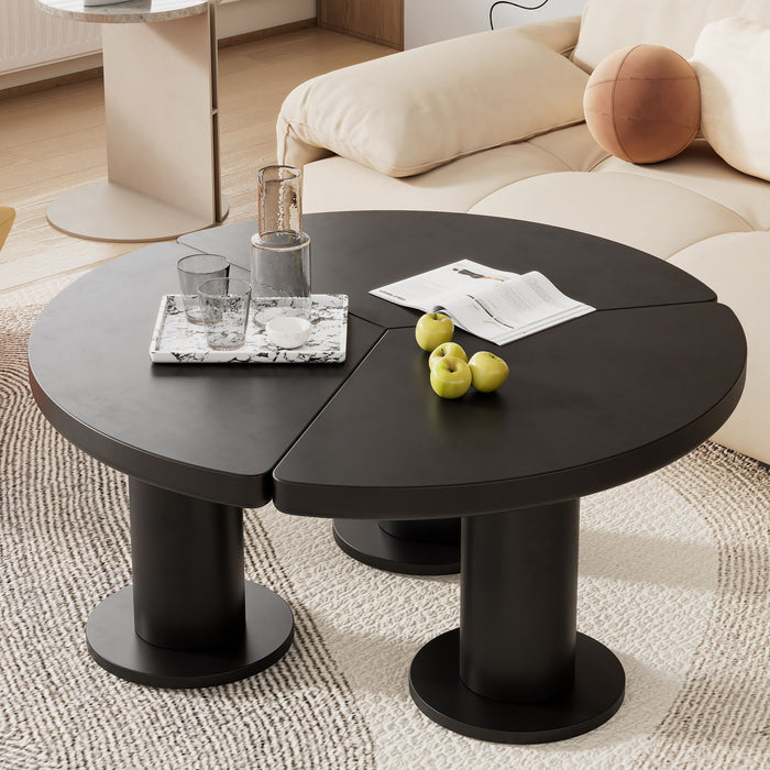 Round Petal Shaped Coffee Table With 3 Thick Legs