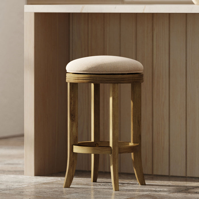 Backless Swivel Stool With Upholstered Seat