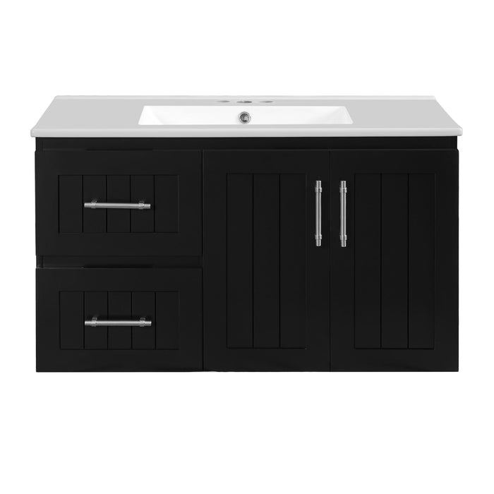 Wall Mounted Bathroom Vanity & Sink, 2 Drawers