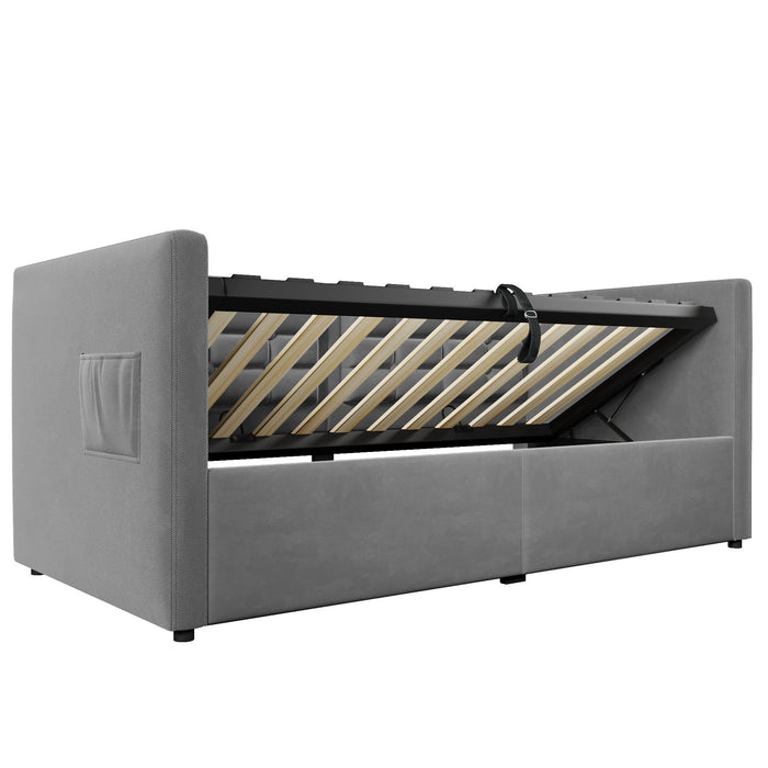 Upholstered Daybed With Hydraulic Storage And USB / Type - C Charging