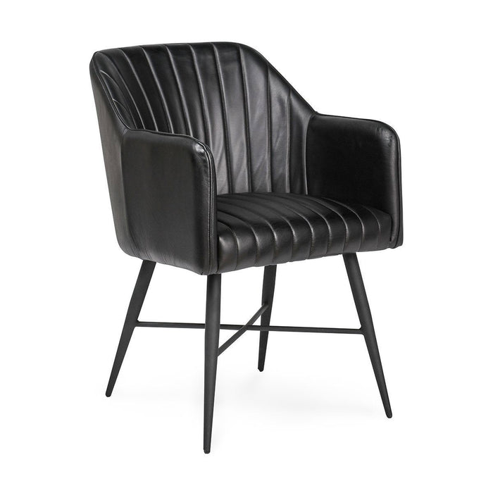 Leon - Leather Dining Chair - Midnight Raven
