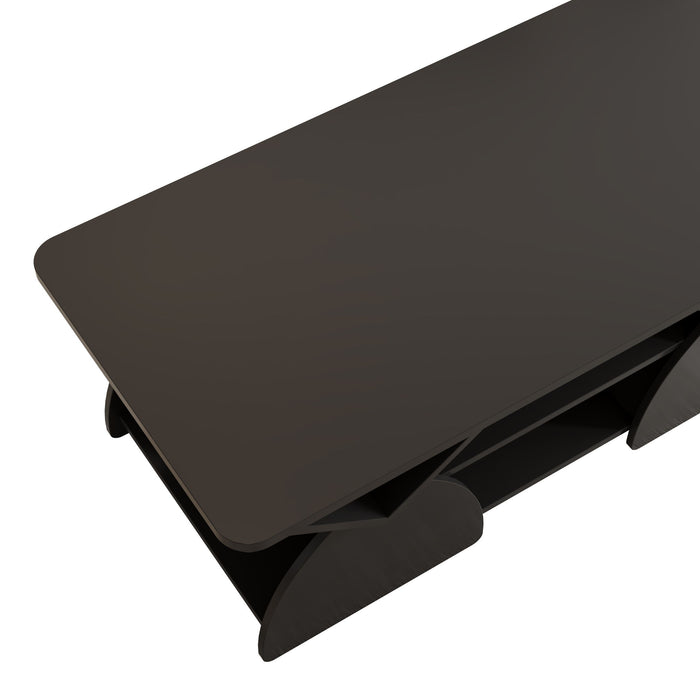 Geometric Engineered Coffee Table With Rounded Corners With Open Shelves