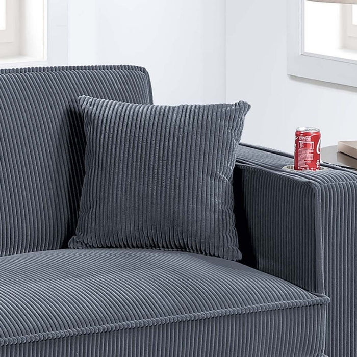 Modern Convertible Sofa With Hidden Storage USB Port, Cup Holder