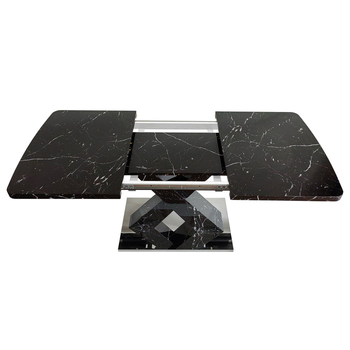 Modern Rectangle Dining Table With Stretchable TopAnd X Shape Legs
