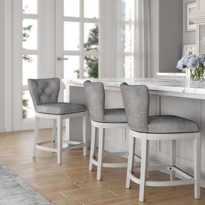 Upholstered Swivel Stool With Back