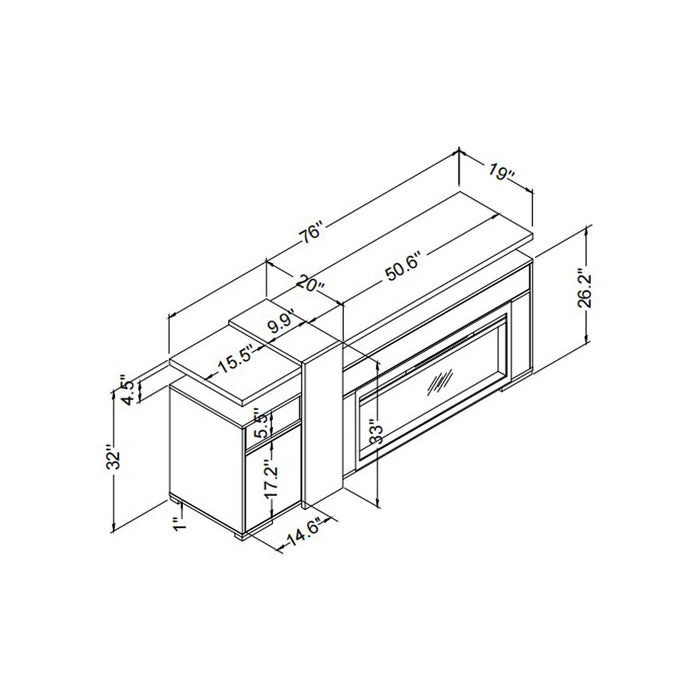 Zorra - Entertainment Unit With Bluetooth Speaker - Gray