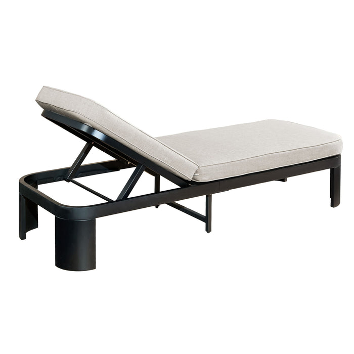 Outdoor Chaise Lounge With Cushion, 5 Position Adjustable Backrest