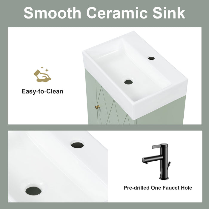 Modern Bathroom Vanity With Sink, Diamond Pattern Doors