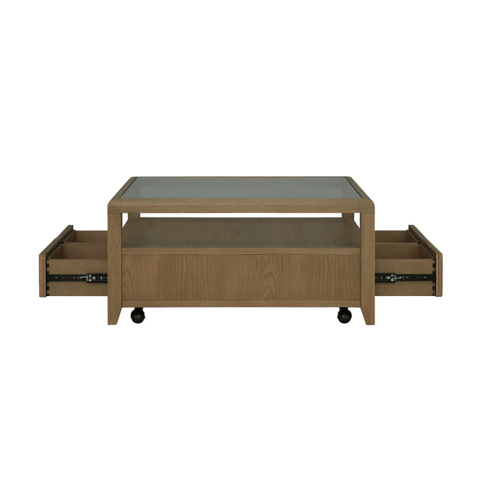 Reed - Square Coffee Table With Casters - Driftwood Oak