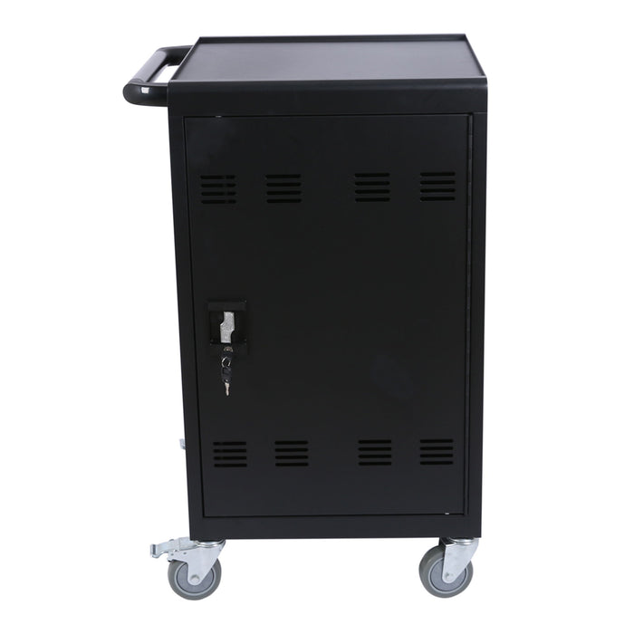 Mobile Charging Cart And Cabinet For Tablets Laptops 32-Device - Matt Black