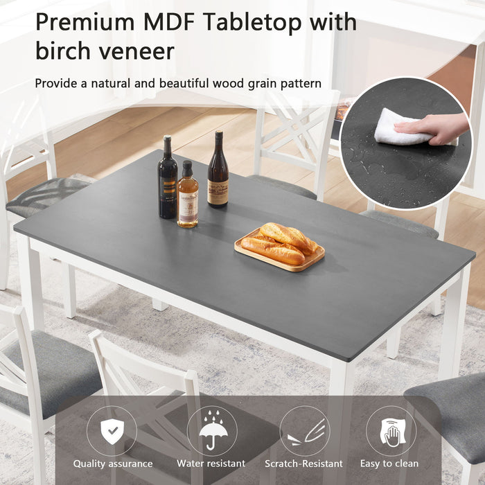Kitchen Dining Set, Rectangular Dining Table & Upholstered Chairs