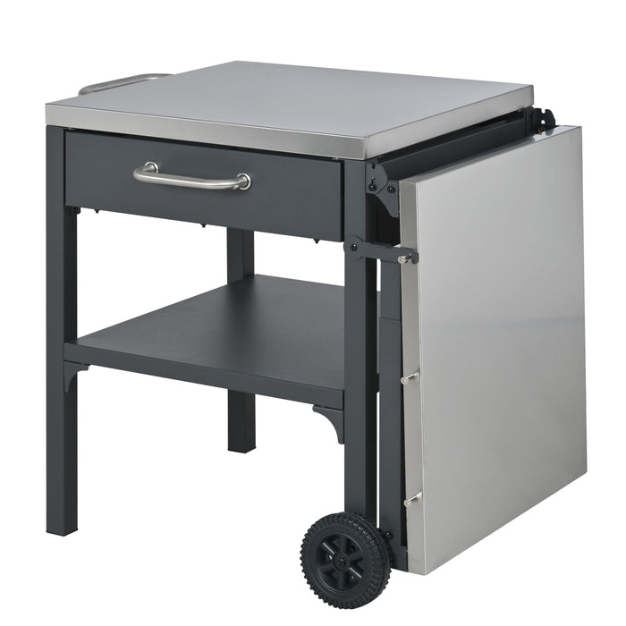Foldable Outdoor Kitchen Cart With Storage For Patio