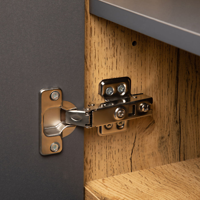 TV Stand For 80'' TV With Double Storage Space, Media Console Table With Drop Down Door