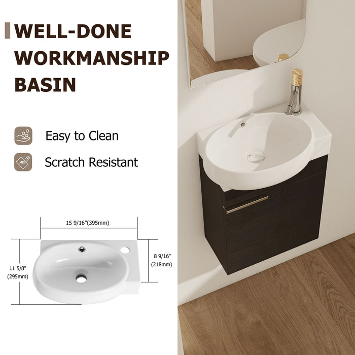 Soft Close Doors Bathroom Vanity With Sink, Compact Wall Mounted Design Basin