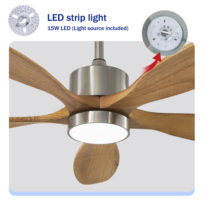 Ceiling Fan With Lights Quiet DC Motor Ceiling Fans 6 Speed Levels - Nickel